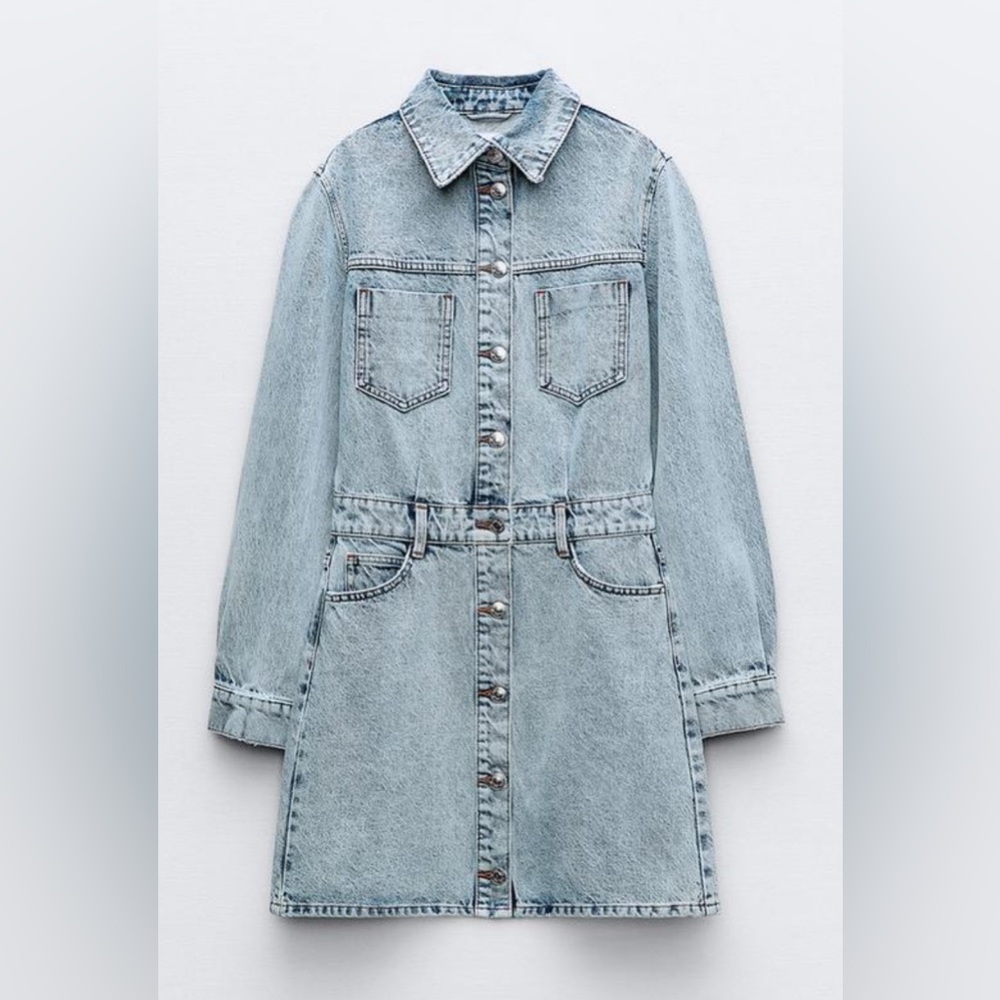 Zara denim mini shirt dress size medium